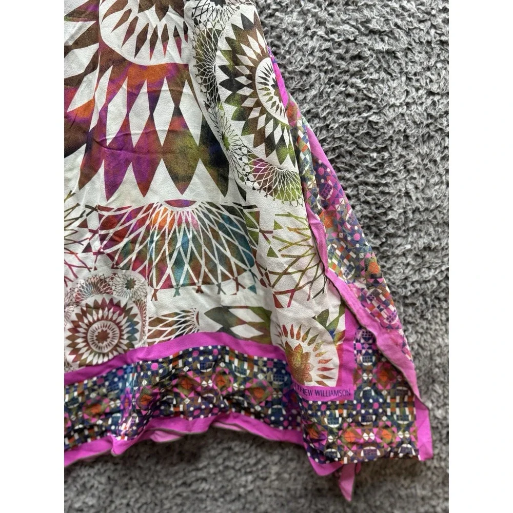 Matthew Williamson, Multicolored‎ 100% Silk Geometric Print Scarf 76